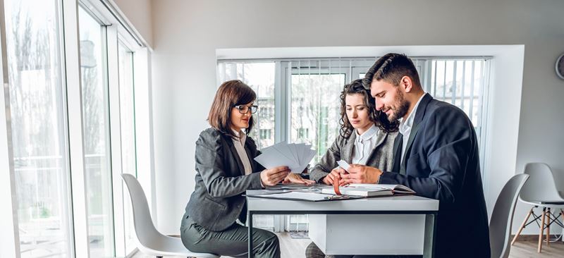 A couple consulting with a professional woman